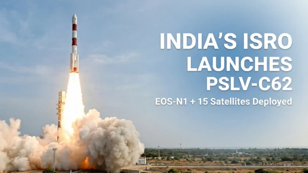 India’s ISRO Launches PSLV-C62, Deploys EOS-N1 and 15 Satellites in One Flight